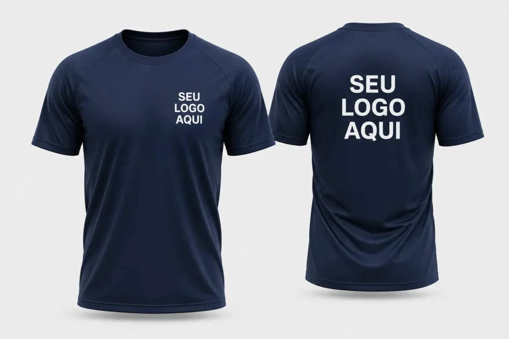 camisetas-femininas-personalizadas Camiseta dry fit personalizada na cor azul com estampa