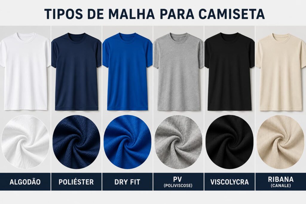 camisetas-femininas-personalizadas Comparativo visual dos principais tipos de malha para camiseta personalizada