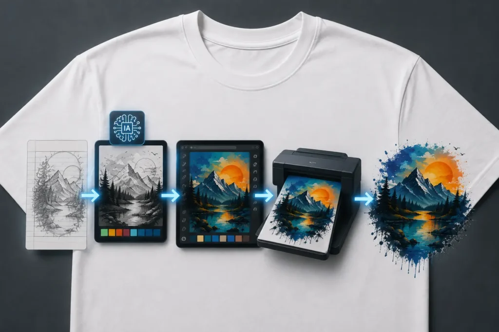 camisetas-femininas-personalizadas Etapas do processo de criação de estampa com inteligência artificial