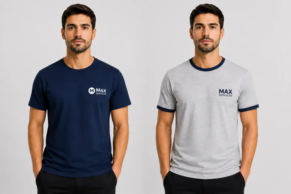 camisetas-femininas-personalizadas Comparativo de uniformes com identidade visual inconsistente